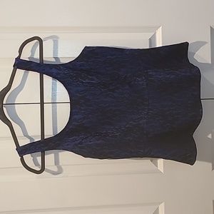 Express: Black and Blue llLace Peplum Top